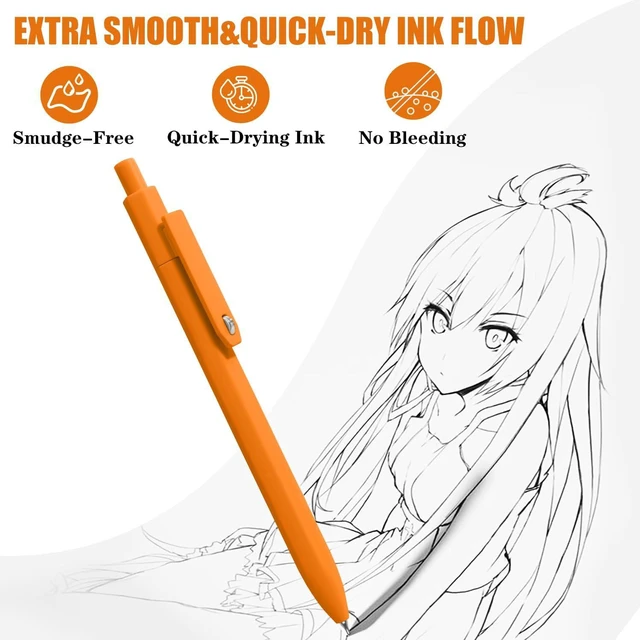 Alt view image 3 of 7 - Black Ink Gel Pens, 8pcs 0.5mm Smooth Writing Pens with Fidget | For Women, For Teachers, For Nurses, Quick dry, Liquid Ink, For Badge, Felt Tip, Medium Point, For Journaling, Cute