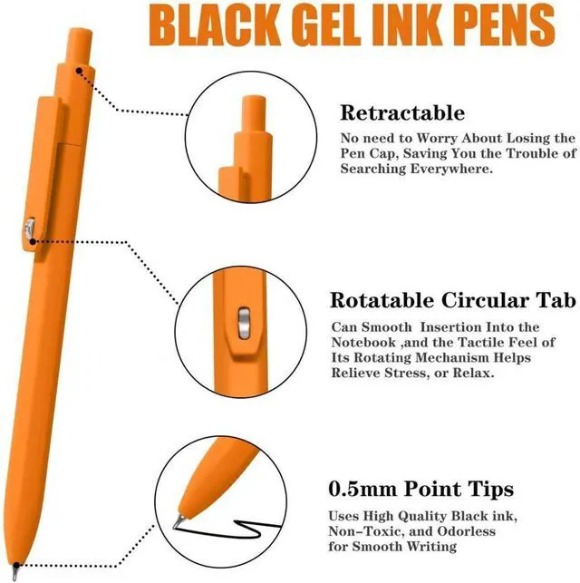 Alt view image 4 of 7 - Black Ink Gel Pens, 8pcs 0.5mm Smooth Writing Pens with Fidget | For Women, For Teachers, For Nurses, Quick dry, Liquid Ink, For Badge, Felt Tip, Medium Point, For Journaling, Cute