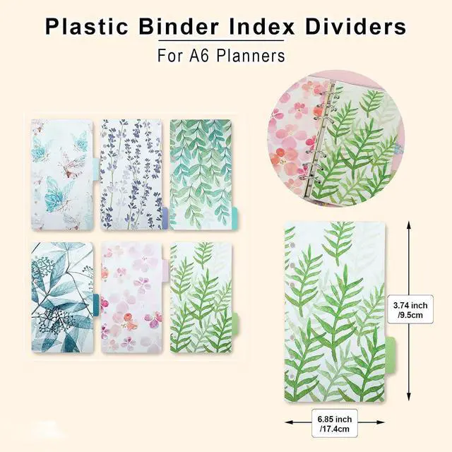 Alt view image 2 of 7 - A6 Refill Paper set, 6 Plastic Binder inserts, 2 A6 Lined Refill Paper, 2 Binder Pockets, 160 Index Tabs,6 Holes Refillable Paper for Planner Organizer Notebook Journal (Mori Series)