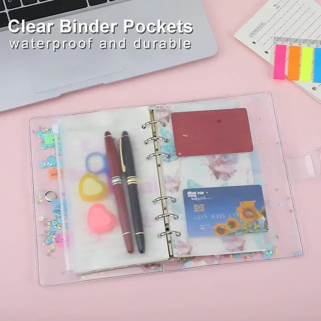 Alt view image 5 of 7 - A6 Refill Paper set, 6 Plastic Binder inserts, 2 A6 Lined Refill Paper, 2 Binder Pockets, 160 Index Tabs,6 Holes Refillable Paper for Planner Organizer Notebook Journal (Mori Series)