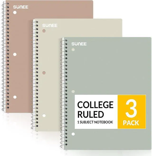 Alt view image 8 of 11 - SUNEE Spiral Notebooks, 3 Pack, 1-Subject, College Ruled Paper, 8" x 10-1/2", 70 Sheets per Notebook, Assorted Aesthetic Colors Spiral Notebooks for School