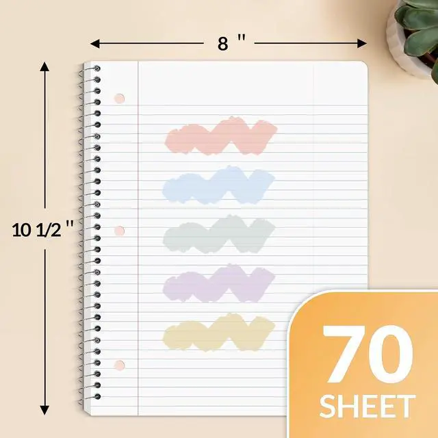 Alt view image 9 of 11 - SUNEE Spiral Notebooks, 3 Pack, 1-Subject, College Ruled Paper, 8" x 10-1/2", 70 Sheets per Notebook, Assorted Aesthetic Colors Spiral Notebooks for School