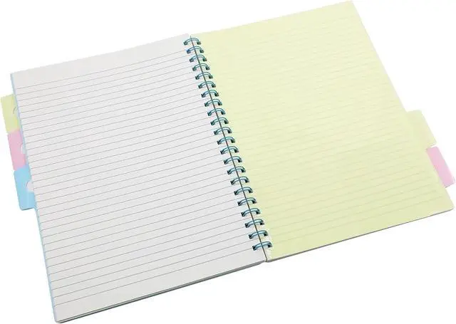 Alt view image 3 of 5 - A4 Size Spiral Notebook with 5 Movable Dividers, 80gsm Micro-perforated Paper, 8mm Ruled, 100 sheets (Yellow)