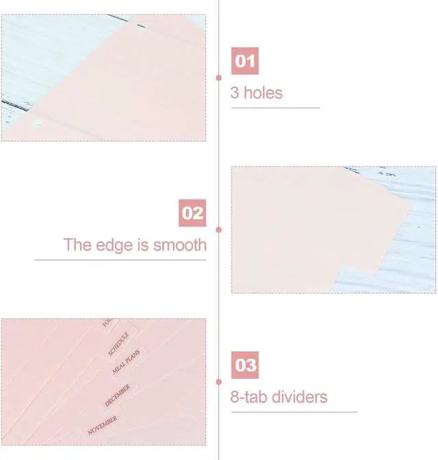 Alt view image 5 of 7 - Binder Dividers with Tabs, 8 Tab Dividers for 3 Ring Binder, Pink Binder dividers, Notebook Dividers for Journal Planner 8 Sheets Per Set | Pink, Sturdy Binder Dividers for School, Office, Notebook, J