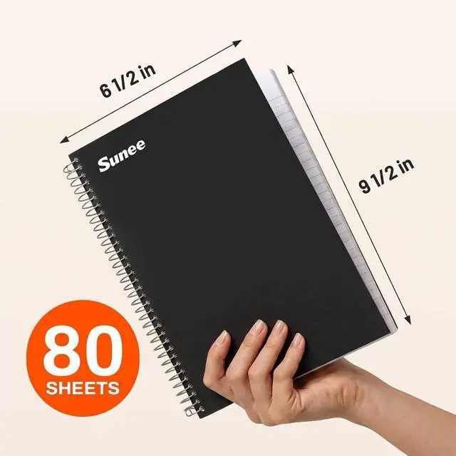 Alt view image 2 of 7 - Spiral Notebook, 2-Subject, College Ruled Paper, 6" x 9-1/2", 80 Sheets, Spiral Notebooks for School, Black