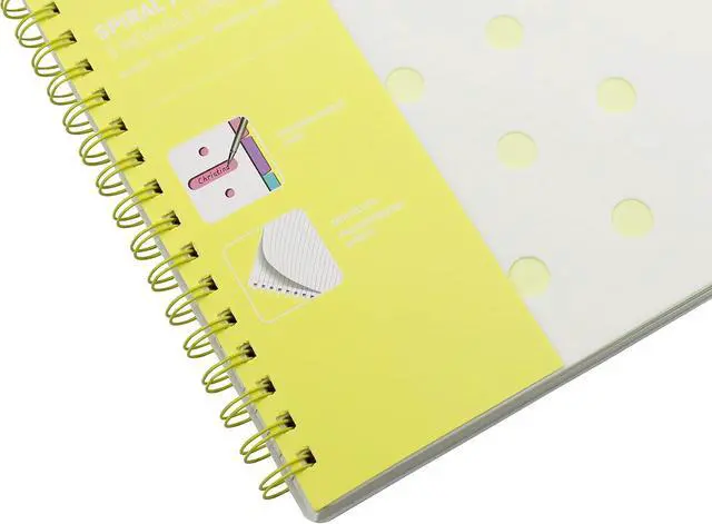 Alt view image 4 of 5 - A4 Size Spiral Notebook with 5 Movable Dividers, 80gsm Micro-perforated Paper, 8mm Ruled, 100 sheets (Yellow)