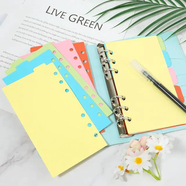 Alt view image 5 of 7 - 4PCS A6 Dividers with Tabs 6 Hole, Notebook Tabs, 2 Sets Vertical & Horizontal, Index Page Cards