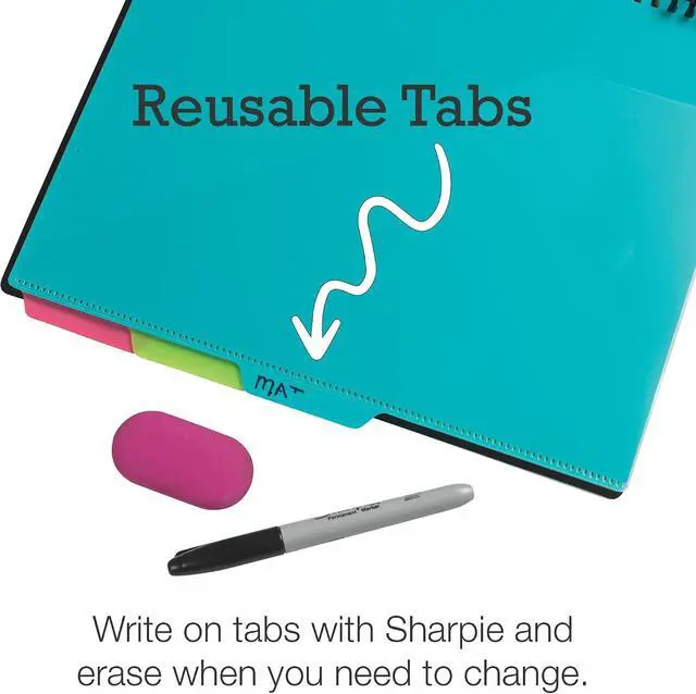 Alt view image 3 of 7 - Spiral Folder Organizer - 5 Dividers & 10 Pockets with Notepad Holder, Multi Pocket Color Cordinated Folder Binder with Customizable Tabs, Document Organizer (Left Handed, Fashion)