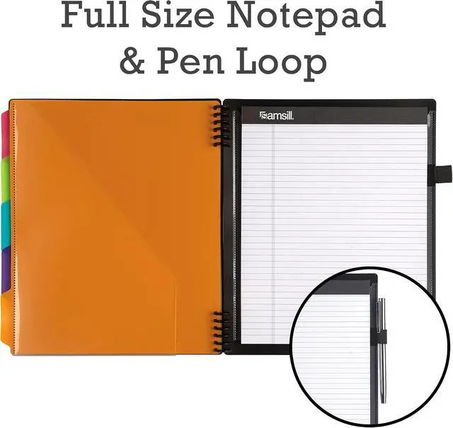 Alt view image 5 of 7 - Spiral Folder Organizer - 5 Dividers & 10 Pockets with Notepad Holder, Multi Pocket Color Cordinated Folder Binder with Customizable Tabs, Document Organizer (Left Handed, Fashion)