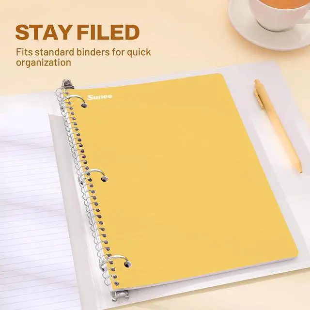 Alt view image 6 of 7 - Spiral Notebooks, 3 Pack, 1-Subject, College Ruled Paper, 8" x 10-1/2", 70 Sheets per Notebook, Assorted Colors Spiral Notebooks for School (Yellow, Red, Sage Green)
