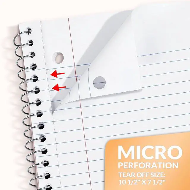 Alt view image 7 of 7 - Spiral Notebooks, 3 Pack, 1-Subject, College Ruled Paper, 8" x 10-1/2", 70 Sheets per Notebook, Assorted Colors Spiral Notebooks for School (Yellow, Red, Sage Green)