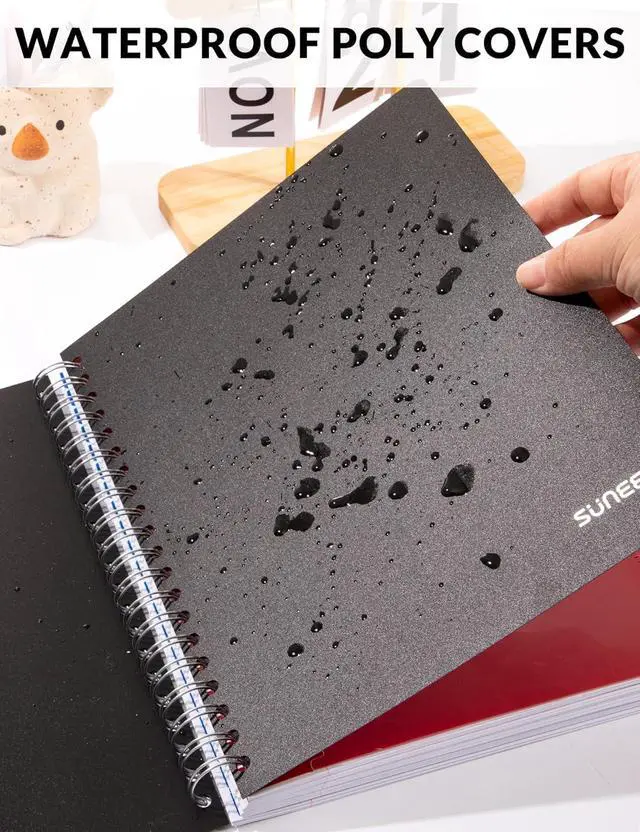 Alt view image 5 of 7 - Graph Paper Notebook 4x4 Grid Ruled 300 Pages, 5 Tabbed Pocket Dividers, 8"x10.5", 3 Hole Punched, Durable PP Cover Spiral Grid Notebook for Engineering, Work, School, Black