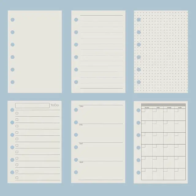 Alt view image 7 of 7 - A7 6-Hole Binder Refill Value Set, 90-Sheet Rulled Line Loose Leaf Paper with Stickers and Dividers, Planner Inserts with Binder Pockets