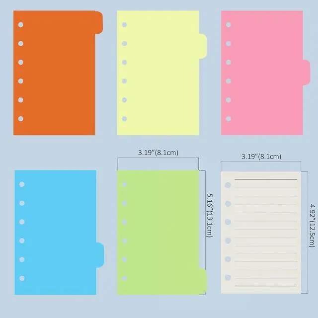 Alt view image 4 of 7 - A7 6-Hole Binder Refill Value Set, 90-Sheet Rulled Line Loose Leaf Paper with Stickers and Dividers, Planner Inserts with Binder Pockets