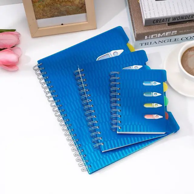 Alt view image 2 of 7 - CAGIE A6 Small Spiral Notebook with Dividers 4.1x5.8 | Subject Notebook, Pocket Notebook , College Ruled, Mini Notebooks for School, Office, Sketch, Blue