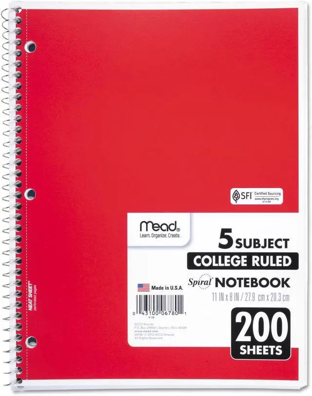 Alt view image 5 of 7 - Spiral Notebook, College Ruled Paper, 11" x 8", 200 Sheets, Assorted Colors, 1 Count (06780)
