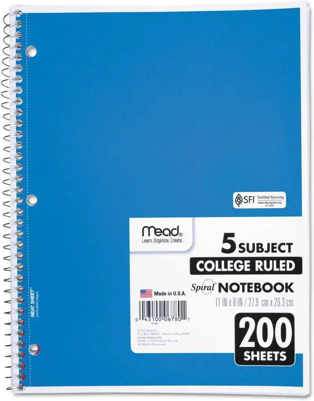 Alt view image 4 of 7 - Spiral Notebook, College Ruled Paper, 11" x 8", 200 Sheets, Assorted Colors, 1 Count (06780)