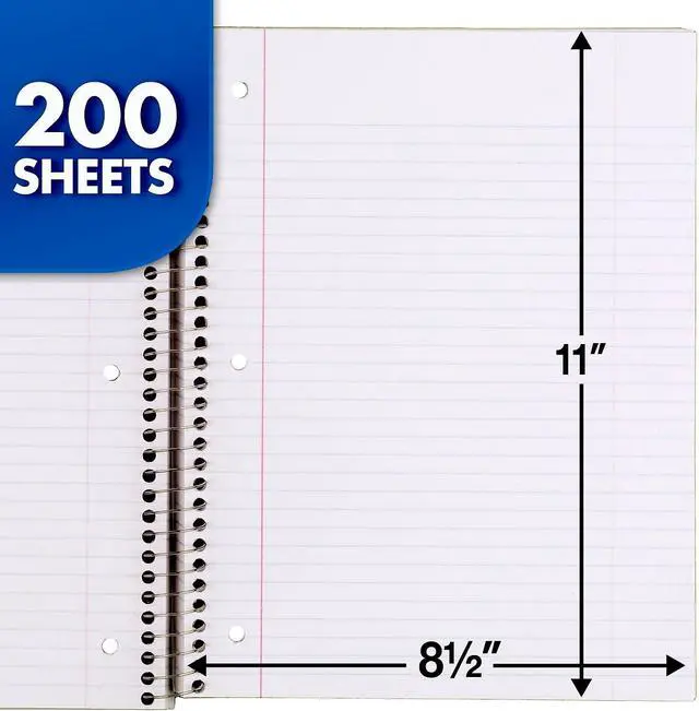 Alt view image 7 of 7 - Spiral Notebook, College Ruled Paper, 11" x 8", 200 Sheets, Assorted Colors, 1 Count (06780)