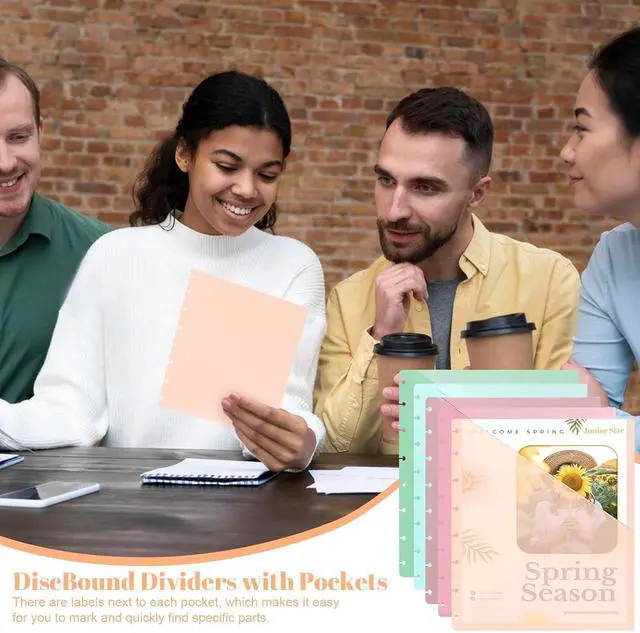 Alt view image 5 of 7 - 5.5×8.5 inch 5Pcs Junior Size Discbound Pocket Dividers DiscBound Binder Dividers Disc Bound Planner Supplies DiscBound Pocket Folder Discbound Notebook Accessories 8 Disc Planner Cover for Office