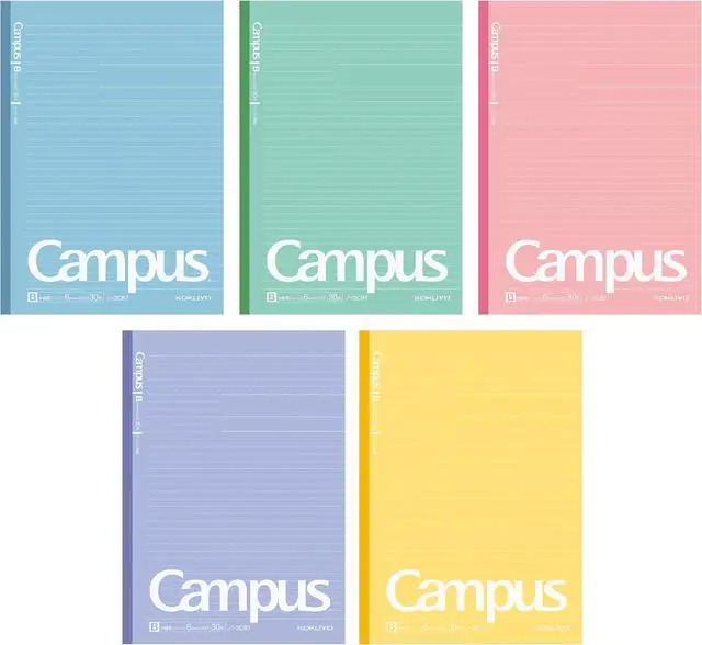 Alt view image 4 of 7 - Campus Notebook, Dot B 6mm Ruled, Semi-B5, 30 Sheets, 35 Lines, Pack of 5, 5 Colors (NO-3CBTNX5)