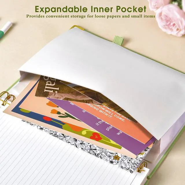 Alt view image 4 of 7 - Hardcover Spiral Notebooks for Work, 5 Subject Notebook College Ruled with Dividers Tabs, Lined Organizer Notebook Journal for women, 8"x10" Large B5 Notebooks for School Note taking, 240 Pages Green