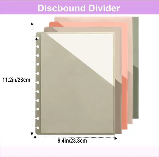 Alt view image 2 of 6 - Discbound Pocket Dividers Letter Size Plastic TUL Notebook Dividers | pastel Color , Fit 8.5 "X 11" Paper ,Disc Binder Dividers for Office Home School (8)