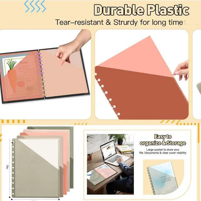 Alt view image 4 of 6 - Discbound Pocket Dividers Letter Size Plastic TUL Notebook Dividers | pastel Color , Fit 8.5 "X 11" Paper ,Disc Binder Dividers for Office Home School (8)