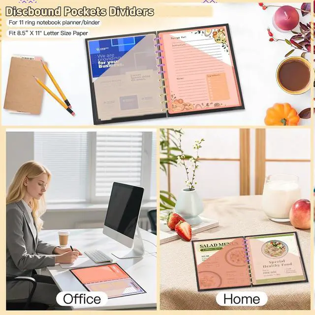Alt view image 6 of 6 - Discbound Pocket Dividers Letter Size Plastic TUL Notebook Dividers | pastel Color , Fit 8.5 "X 11" Paper ,Disc Binder Dividers for Office Home School (8)