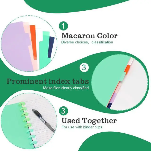 Alt view image 3 of 7 - 6 Tab 7x9.25 DiscBound Dividers for Classic Notebook - Blank Binder Tabs for Office, Meeting, College (1 Pack, 7 * 9.25 Inches)