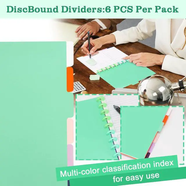 Alt view image 5 of 7 - 6 Tab 7x9.25 DiscBound Dividers for Classic Notebook - Blank Binder Tabs for Office, Meeting, College (1 Pack, 7 * 9.25 Inches)