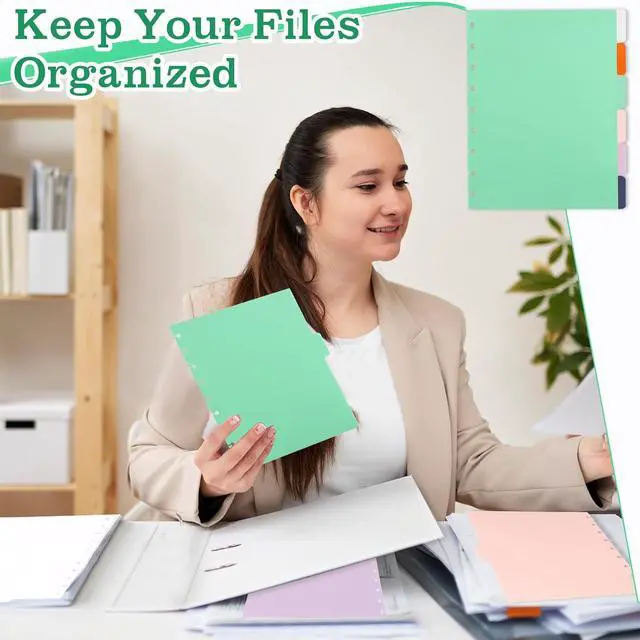 Alt view image 6 of 7 - 6 Tab 7x9.25 DiscBound Dividers for Classic Notebook - Blank Binder Tabs for Office, Meeting, College (1 Pack, 7 * 9.25 Inches)