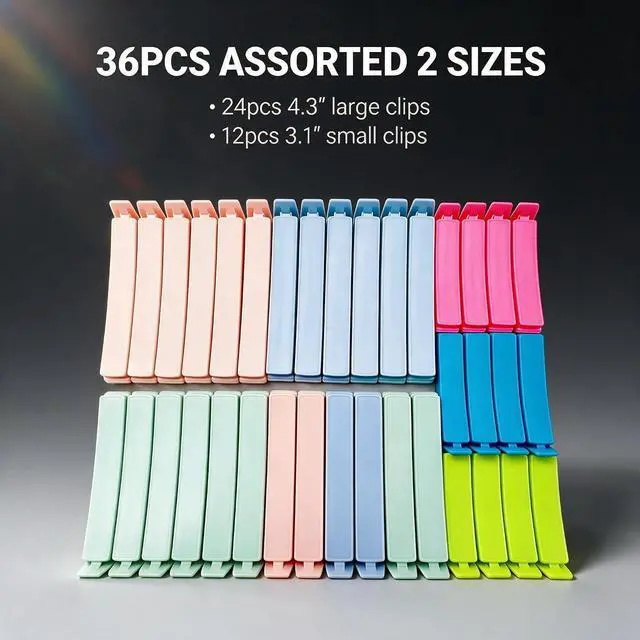 Alt view image 9 of 9 - 36 Pack Food Bag Chip Clips, FreshKeeping Reusable Bag Clips