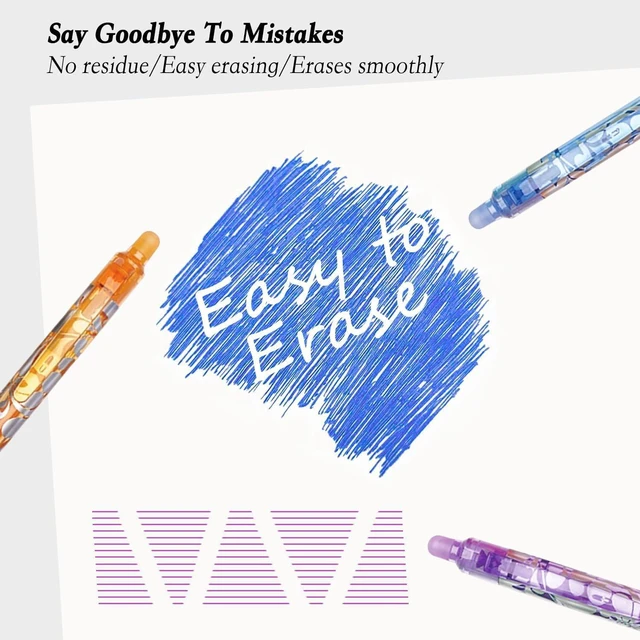 Alt view image 3 of 7 - 6Pcs Erasable Gel Pens Colored, 0.5mm Retractable Quick Dry Fine Point Pens, Smooth Writing Multicolor Pens for Office