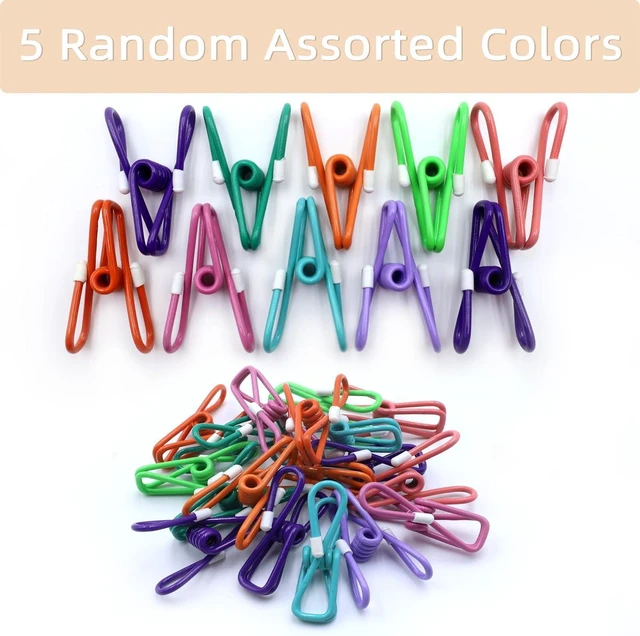 Alt view image 3 of 7 - Chip Clips, 10 Pack Colorful Metal Chip Bag Clips with Rubber Caps PVC-Coated Strong Spring Steel Clip for Food Package, Chips Bag, Snack, Clothes pins, Paper, 5 Random Colors 2.2 Inch