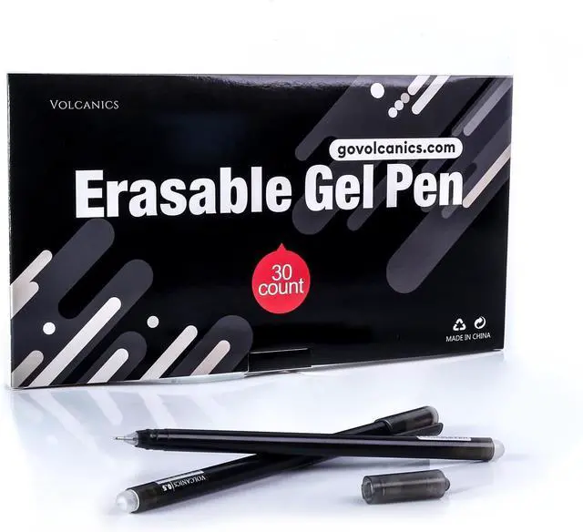 Main image of Erasable-Gel-Pens Black, 30 Pack Fine Point 0.5 mm, Mistakes Dispear Smudge Free Perfect for School, Office, and Home Use