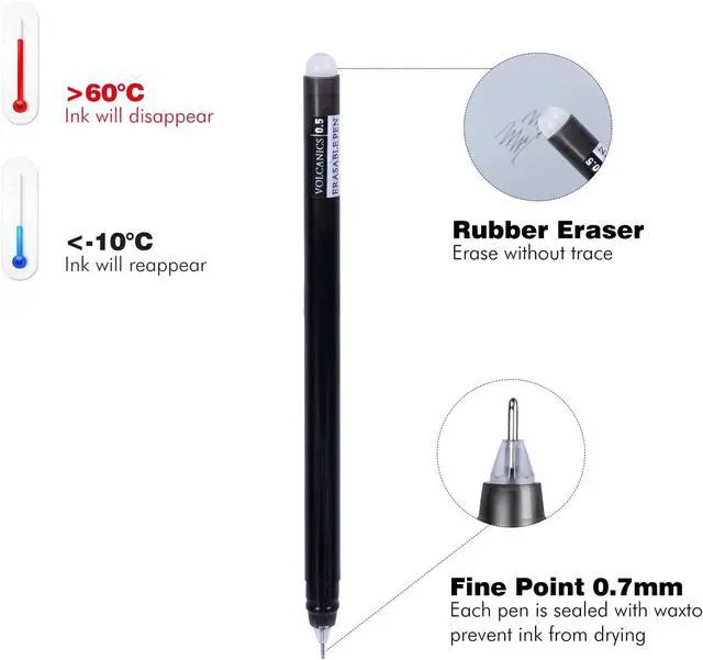 Alt view image 3 of 5 - Erasable-Gel-Pens Black, 30 Pack Fine Point 0.5 mm, Mistakes Dispear Smudge Free Perfect for School, Office, and Home Use