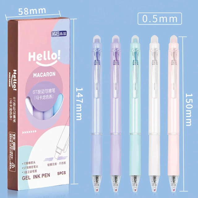 Alt view image 7 of 7 - 5 Pcs Erasable Gel Pens Retractable Erasable Pens 0.5mm Black Ink Smooth Writing Pen Aesthetic Pen for Women Girls Office School Supplies (5Pcs Black Ink)
