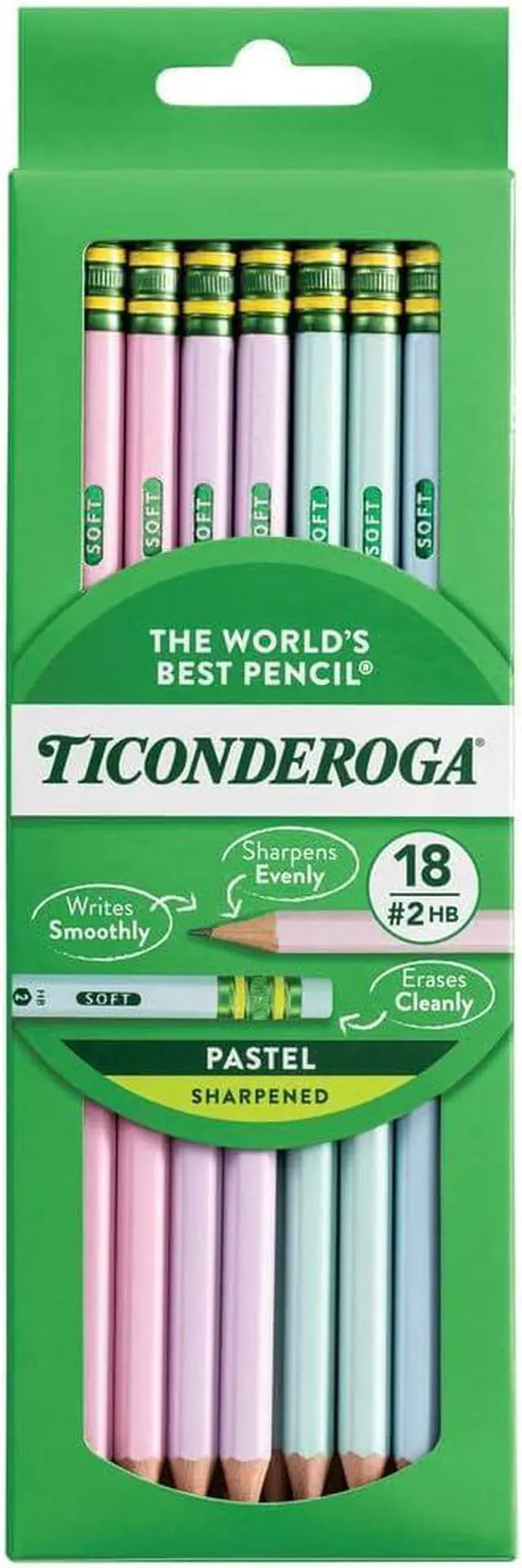 Main image of Wooden Pencils, Pre-Sharpened, 2 HB Soft, Pastel Colors, 18 Count
