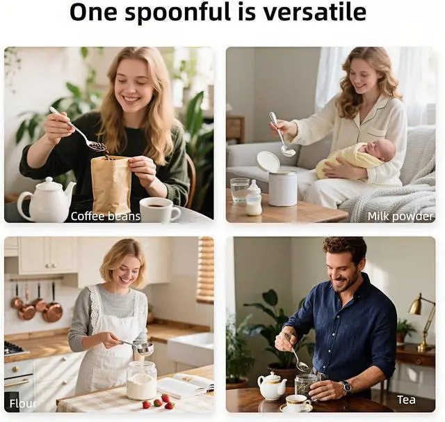 Alt view image 6 of 7 - Stainless Steel Coffee Scoop&Seal Clip,2-in-1 Measuring Spoon for Ground Coffee,Tea, Sugar,Airtight Kitchen Storage,Dishwasher Safe,6.69-inch Length,Serrated Sealing Clip