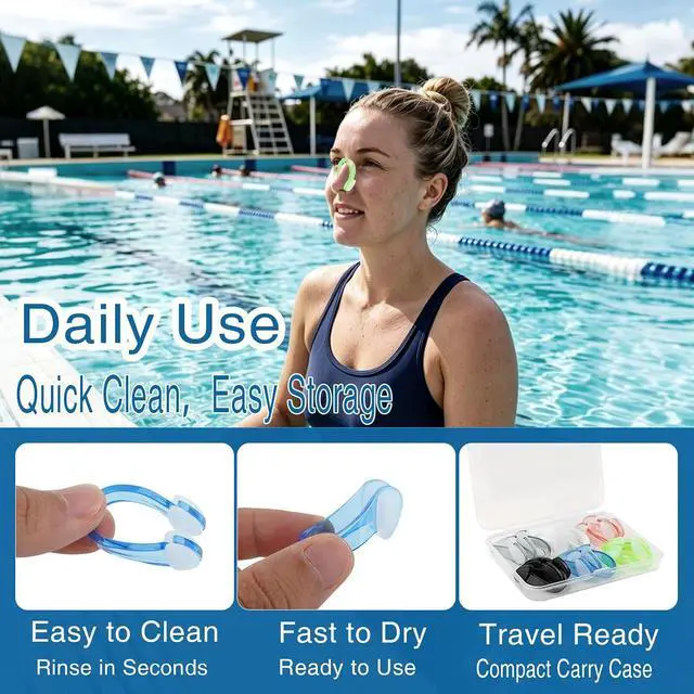 Alt view image 4 of 7 - 12 Pcs Swimming Nose Clips, Nose Plugs for Swimming Waterproof Soft Silicone, Non-Slip Snug Fit for Kids 7+ & Adults, Bright Colors for Pool Surfing Beginner