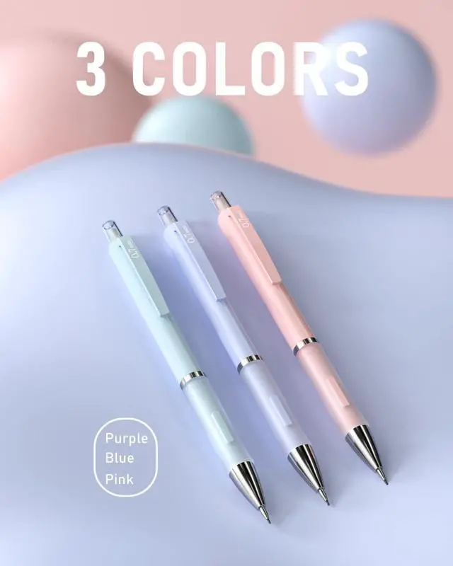Alt view image 2 of 7 - 3PCS Cute Mechanical Pencil Set with Case, 0.7 mm Pencils | with 6 Tube HB Lead Refill, 3PCS Eraser, 9PCS Eraser Refill for School Supplies Student Writing, Drafting Drawing Sketching