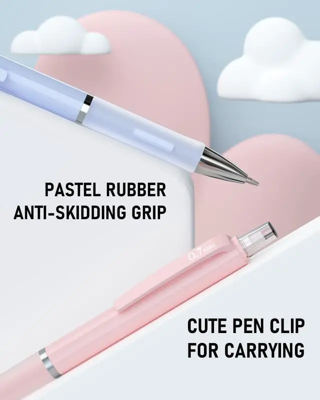 Alt view image 3 of 7 - 3PCS Cute Mechanical Pencil Set with Case, 0.7 mm Pencils | with 6 Tube HB Lead Refill, 3PCS Eraser, 9PCS Eraser Refill for School Supplies Student Writing, Drafting Drawing Sketching