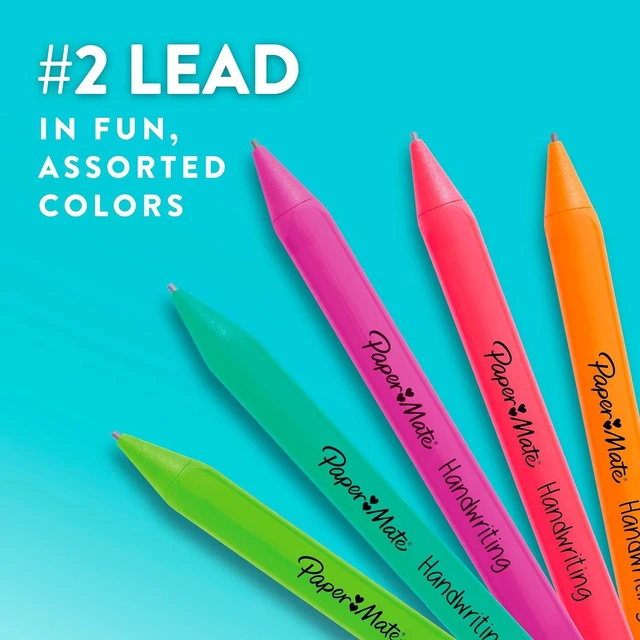 Alt view image 7 of 7 - Paper Mate Handwriting Triangular Mechanical Pencils with Lead & Eraser Refills, 1.3mm, Fun Barrel Colors, 5 Count - School Supplies, Kids Writing