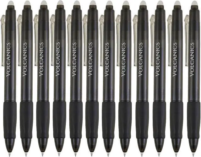 Alt view image 8 of 11 - Volcanics Retractable Erasable Gel Pens, Soft Black, 0.7mm, 12 Pack | Click Erasable Gel Ink Pens With Refillable Design, Smooth Writing And Easy Erasing For School, Office Supplies And Daily Use