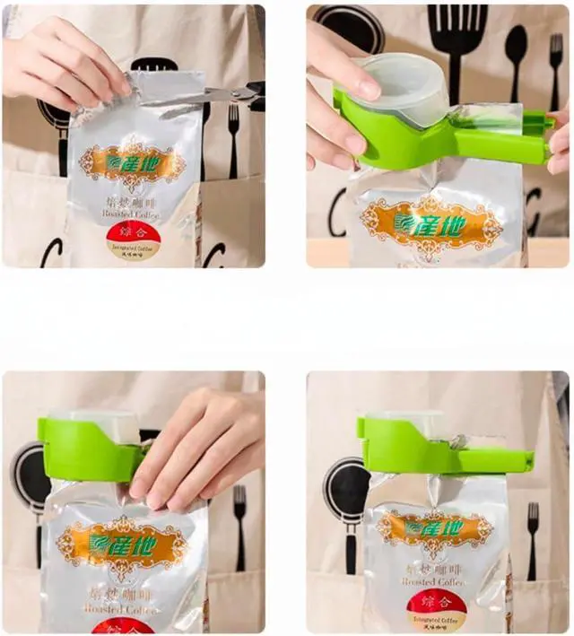 Alt view image 6 of 6 - 2 Pcs Green and Pink Bag Clips with Pour Spout, Food Storage Clips for Sealing and Easy Tilting and Pouring Kitchen Storage and Organization Accessories