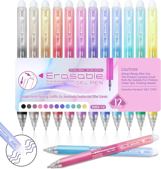 Main image of Erasable Gel Pen 12 Colors, Retractable Clicker 0.7mm Fine Point, Assorted Colors Inks, Make Mistakes Disappear, Erasable Gel Pens Perfect for Writing, Drawing & Planners