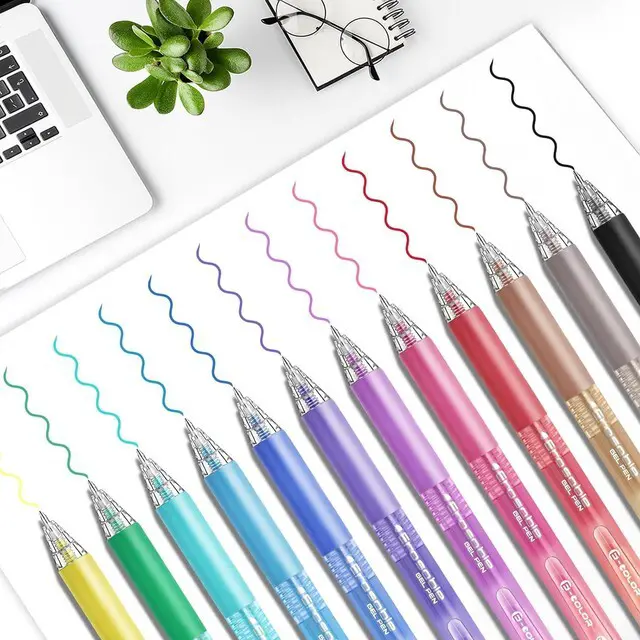 Alt view image 2 of 7 - Erasable Gel Pen 12 Colors, Retractable Clicker 0.7mm Fine Point, Assorted Colors Inks, Make Mistakes Disappear, Erasable Gel Pens Perfect for Writing, Drawing & Planners