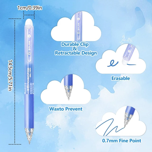 Alt view image 6 of 7 - Erasable Gel Pen 12 Colors, Retractable Clicker 0.7mm Fine Point, Assorted Colors Inks, Make Mistakes Disappear, Erasable Gel Pens Perfect for Writing, Drawing & Planners