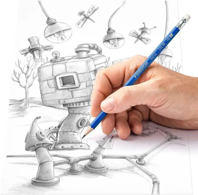 Alt view image 3 of 4 - Norica #2 HB Wood-Cased Pencil Set: 18 Pre-Sharpened Graphite Pencils with 1 Eraser & 1 Sharpener, Break-Resistant Lead, For Writing & Drawing, Blue, Ideal for Classroom, Home & Office