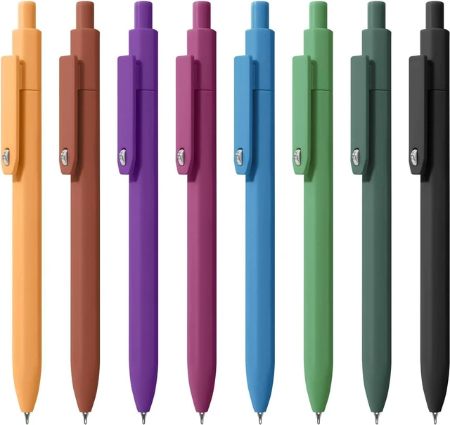 Main image of Black Ink Gel Pens, 8pcs 0.5mm Smooth Writing Pens with Fidget | For Women, For Teachers, For Nurses, Quick dry, Liquid Ink, For Badge, Felt Tip, Medium Point, For Journaling, Cute
